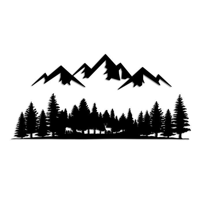 Wallity Nature And Mountain - 5 Escultura de Pared de Metal Negra